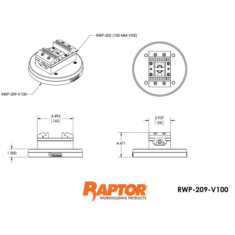 Raptor RWP-209-V100 Aluminum Emergency Adapter for RWP-502 Vise9.9