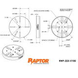 Raptor RWP-223-V100 Aluminum Universal Adapter for RWP-502 Vise 11.900" Diameter, 2.00" Height