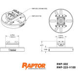 Raptor RWP-223-V100 Aluminum Universal Adapter for RWP-502 Vise 11.900" Diameter, 2.00" Height
