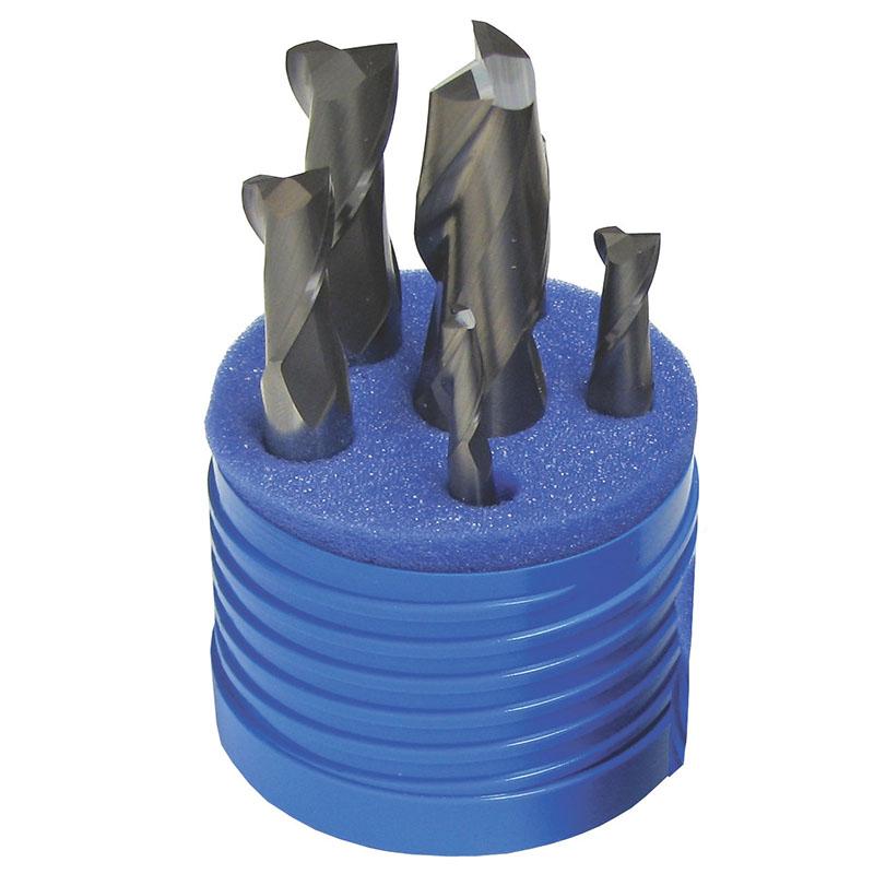 Sowa High Performance 6PC Set, ﻿4 Flute Regular Length Bright Finish Carbide End Mills Range: 1/4