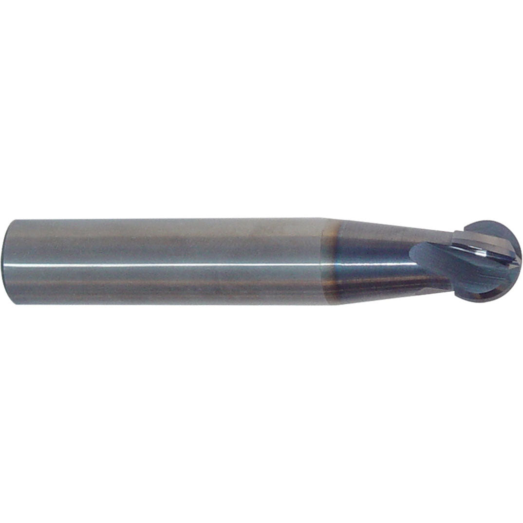 Sowa High Performance 1/8 x 1-1/2 OAL 4 Flute Spherical Ball End Typhoon Regular Length Modified AlTiN Coated Carbide End Mill