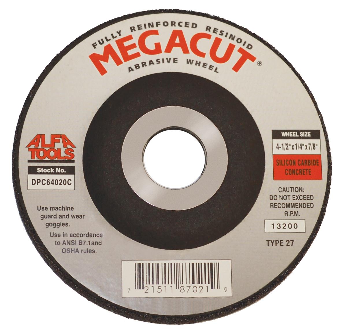 Alfa Tools DPC64034 7 X 1/4 X 7/8 ALUMINUM OXIDE TYPE 27 DEPRESSED CENTER WHEEL - Std Qty Pack 25