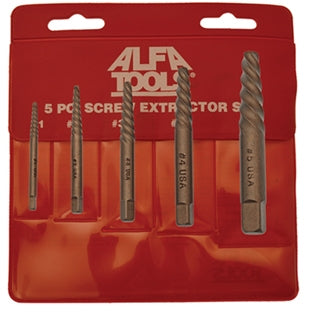 Alfa Tools SE61715 5PC SCREW EXTRACTOR SET SPIRAL FLUTE #1-5