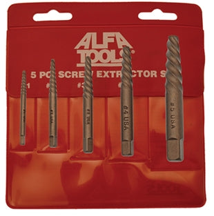 Alfa Tools SE61715 5PC SCREW EXTRACTOR SET SPIRAL FLUTE #1-5