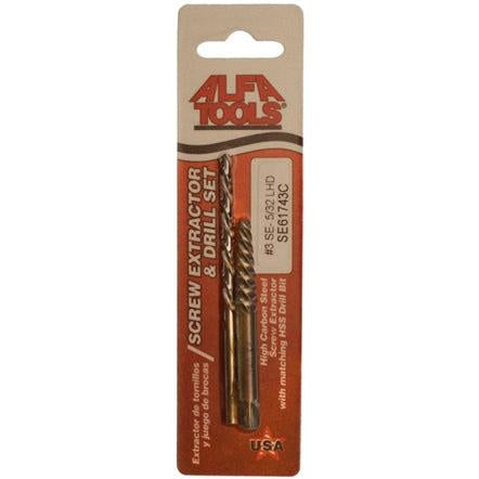 Alfa Tools SE61744C #4 SCREW EXTRACTOR SPIRAL FLUTE WITH 1/4 LEFT HAND DRILL CARDED