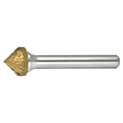 Alfa Tools B71322DTN SK-3 CARBIDE BURR 90° CONE DOUBLE CUT TIN COATED