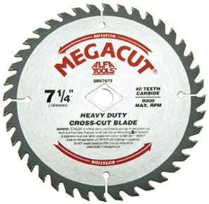 Alfa Tools SB67072 7-1/4X40T HEAVY DUTY CROSS CUT CARBIDE TIPPED SAW BLADE