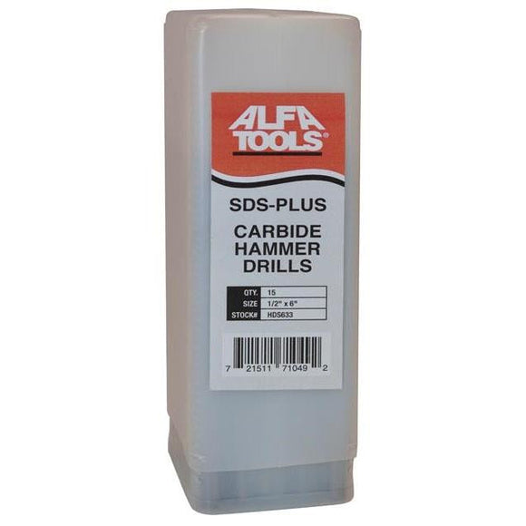 Alfa Tools HDS633 15 PC SDS HAMMER DRILL BULK PACK 1/2 X 6-1/4
