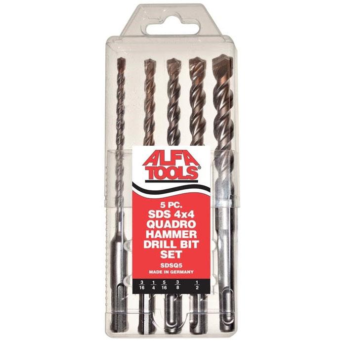 Alfa Tools SDSQ5 5 PC SDS QUADRO HAMMER DRILL BIT SET