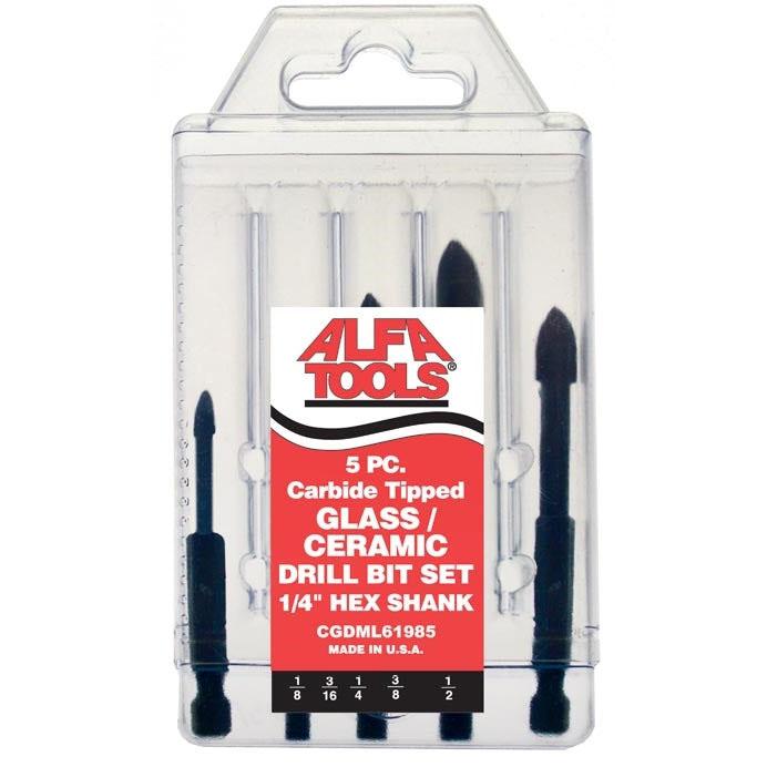 Alfa Tools CGDML61985 5 PC MONOLOCK SPEAR POINTED GLASS DRILL SET