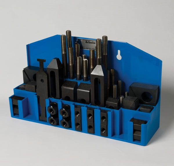 NORTHWESTERN TOOLS 11164 Deluxe Clamping Kits / All Steel Blocks and Clamps: 5/8-11 Stud Size, 11/16 Table Slot