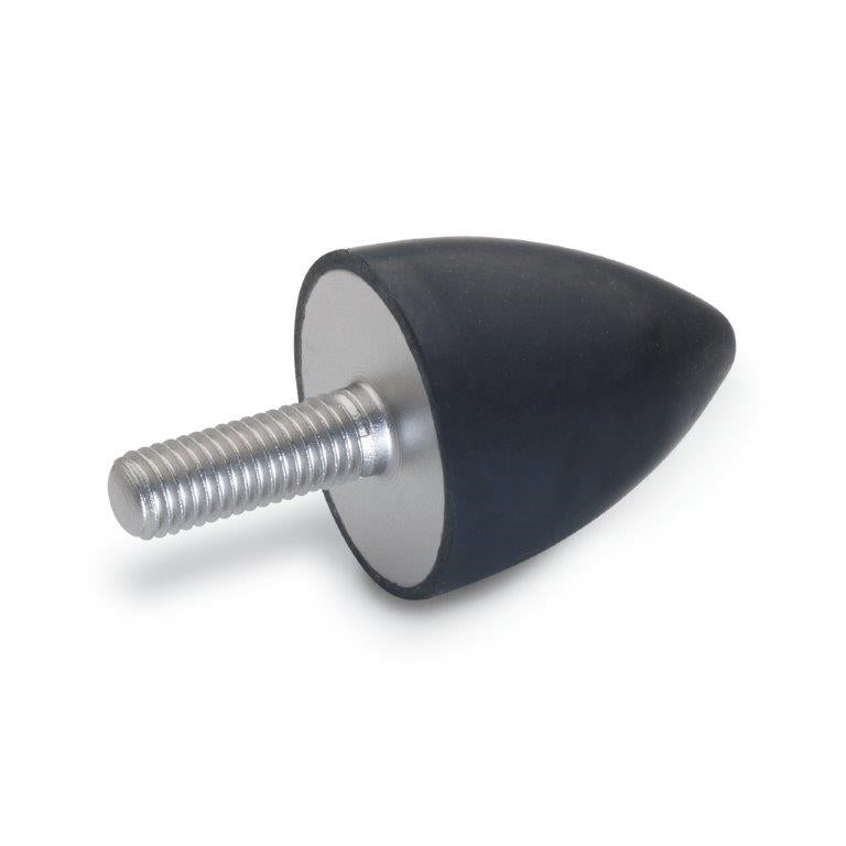 JW WINCO 453.1-25-32-1/4-55 GN453.1-25-32-1/4X20-55 RUBBER BUMPER CONE, STAINLESS, THREADED STUD