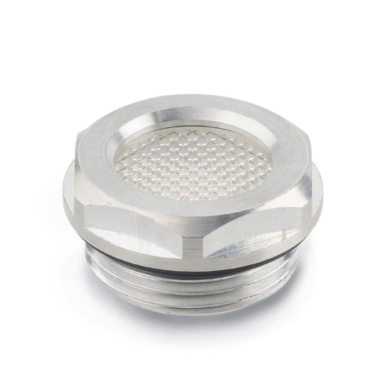 JW WINCO GN744-18-M26X1.5-A OIL LEVEL SIGHT GLASS ALUMINUM, PLASTIC PRISMATIC GLASS