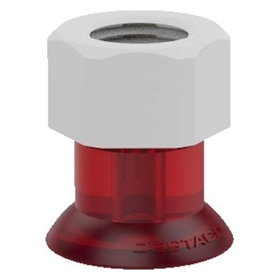 DESTACO VC-25FF-P38-PU55 ACCELERATE POLYURETHANE FLATFOOT VACUUM CUP, ROUND, 25MM, 3/8G PLASTIC, RED PU55