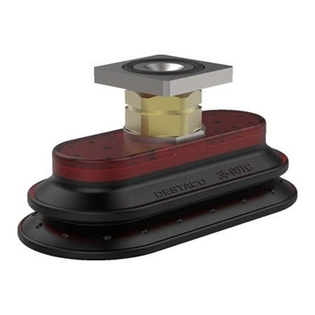 DESTACO VC-35-90TC-C-PU55 ACCELERATE POLYURETHANE BELLOWS VACUUM CUP, OVAL, 35x90, 1.25 SQUARE, RED PU55