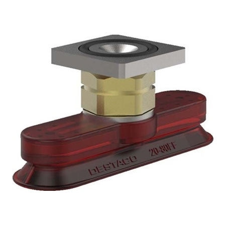 DESTACO VC-20-80FF-C-PU55 ACCELERATE POLYURETHANE FLATFOOT VACUUM CUP, OVAL, 20x80MM, 1.25 SQUARE, RED PU55