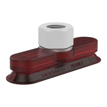 DESTACO VC-20-80FF-P38-PU55 ACCELERATE POLYURETHANE FLATFOOT VACUUM CUP, OVAL, 20x80MM, 3/8G PLASTIC, RED PU55