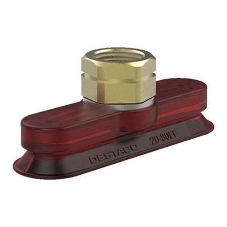 DESTACO VC-30-90FF-U38-PU55 ACCELERATE POLYURETHANE FLATFOOT VACUUM CUP, OVAL, 30x90MM, 3/8NPT, RED PU55