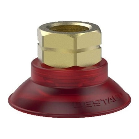 DESTACO VC-75FF-U38-PU55 ACCELERATE POLYURETHANE FLATFOOT VACUUM CUP, ROUND, 75MM , 3/8NPT, RED PU55