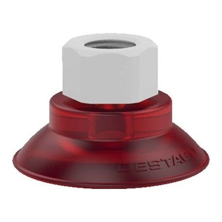DESTACO VC-75FF-P38-PU55 ACCELERATE POLYURETHANE FLATFOOT VACUUM CUP, ROUND, 75MM , 3/8G PLASTIC, RED PU55