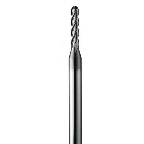 KYOCERA SGS Precision Tools DD9002767 0.09" Dia. x 1/8" Shank x 0.72" DOC x 2-1/2" OAL, Carbide AlTiN, Spiral , 4 Flute, 30° Helix, Ballnose End Mill