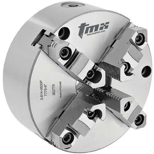 TMX HK3138140600P 4-Jaw (2 Piece) Scroll Chuck Forged Steel Body Front Mount 6? Plain Back ?3-814-0600P