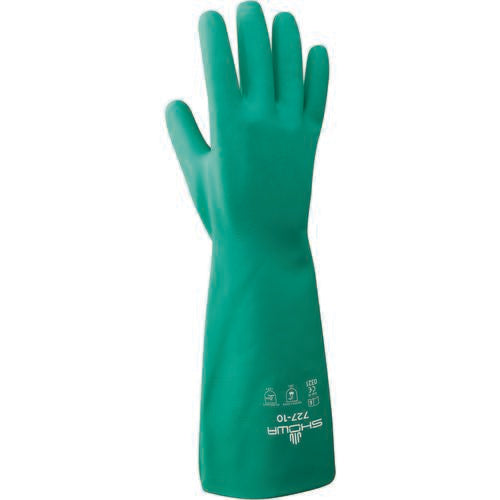 Showa SG2501255 Chemical resistant unsupported nitrile 13? 15-mil light green bisque finish unlined lined/medium ?727-08