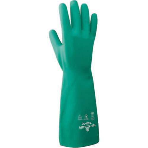 Showa SG2501285 Chemical resistant unsupported nitrile 13? 15-mil light green bisque finish flock lined/medium ?730-08