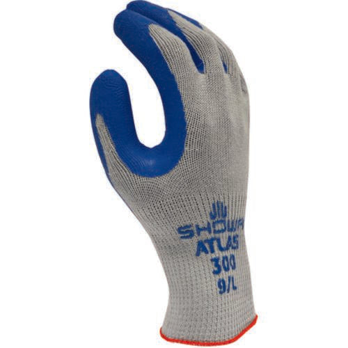 Showa SG2501875 General purpose natural rubber palm coating 10 gauge seamless liner gray w/blue coating wrinkle finish gray w/blue/extra extra large