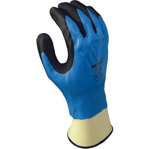 Showa SG2502185 General purpose full nitrile blue undercoating w/black foamed palm coating 13 gauge seamless knitted liner/XL ?377XL-09