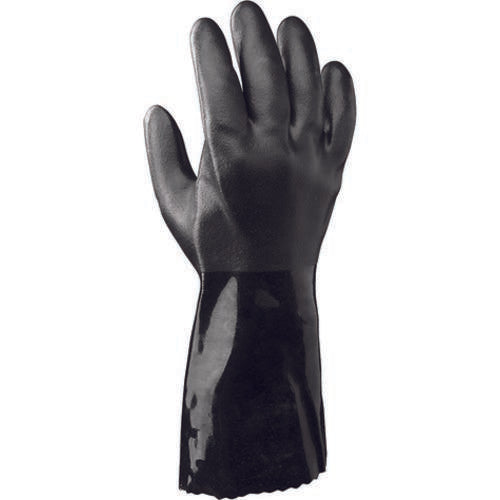 Showa SG2503995 Chemical resistant PVC fully coated triple dipped seamless Anti-Static liner Resistivity 1X10 8-9? 12? length black rough finish/XL ?660ESDXL-10