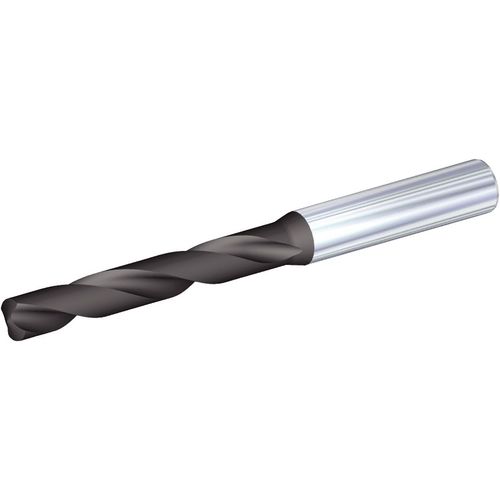 Widia WK534143002 5.5 mm Dia. x 6 mm Shank x 44 mm Flute Length x 82 mm OAL, 5xD, 140°, TiAlN, 2 Flute, Coolant Thru, Round Solid Carbide Drill