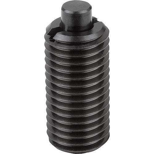 KIPP K1370.10 SPRING PLUNGER STANDARD SPRING FORCE D=M10 L=22 STEEL, FLAT, COMP:PIN STEEL