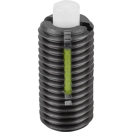 KIPP K1373.05 SPRING PLUNGER STANDARD SPRING FORCE D=M05 L=18 STEEL, FLACH, MIT GEWINDESICHERU, COMP:PIN POM