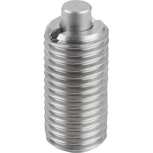 KIPP K1379.08 SPRING PLUNGER STANDARD SPRING FORCE D=M08 L=22 STAINLESS STEEL, FLAT, COMP:PIN STAINLESS STEEL