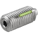 KIPP K1380.12 SPRING PLUNGER STANDARD SPRING FORCE D=M12 L=28 STAINLESS STEEL, FLACH, MIT GEWINDESICHERU, COMP:PIN STAINLESS STEEL