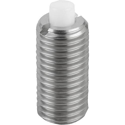 KIPP K1381.10 SPRING PLUNGER STANDARD SPRING FORCE D=M10 L=22 STAINLESS STEEL, FLAT, COMP:PIN POM