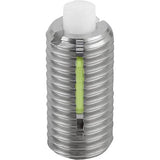 KIPP K1382.12 SPRING PLUNGER STANDARD SPRING FORCE D=M12 L=28 STAINLESS STEEL, FLACH, MIT GEWINDESICHERU, COMP:PIN POM