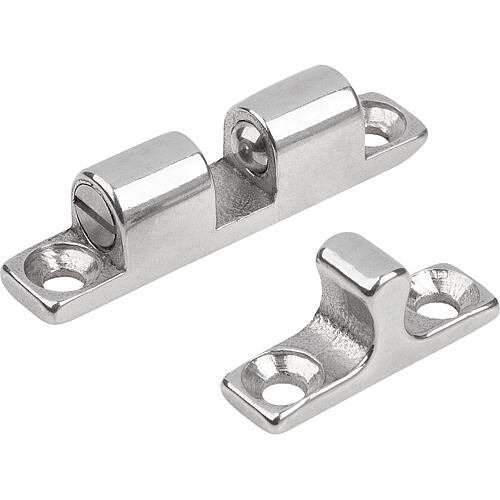 KIPP K0583.322 DOUBLE BALL CATCH, L=32, B=8, H=9, A=25, STAINLESS STEEL 1.4401 BLASTED, COMP:BALL STAINLESS STEEL