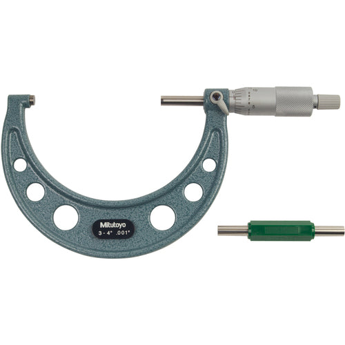 Mitutoyo MT80103-180 3"-4" Measuring Range-0.001" Graduation - Ratchet Thimble - Carbide Face - Outside Micrometer