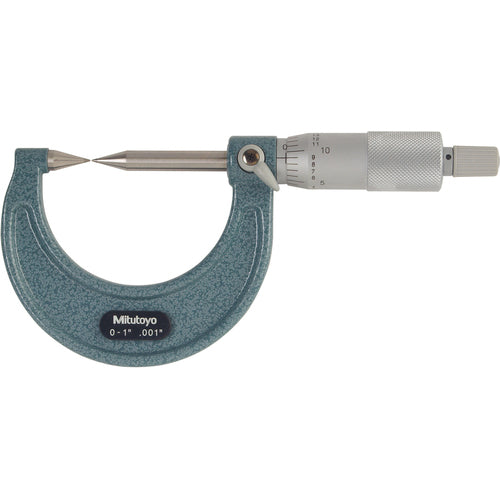 Mitutoyo MT80112-237 0-1" Measuring Range-0.001" Graduation - Ratchet Thimble - Carbide Face - Point Micrometer