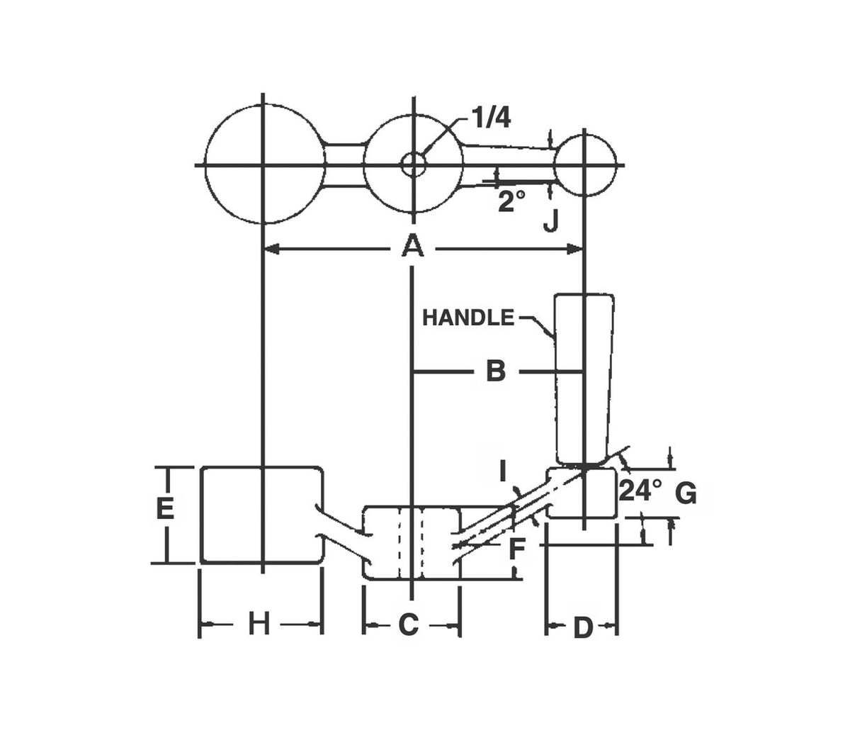 JERGENS HANDLE, CRANK, 5-11/16 ALUMINU, GREY ENAMEL FINISH - 11305