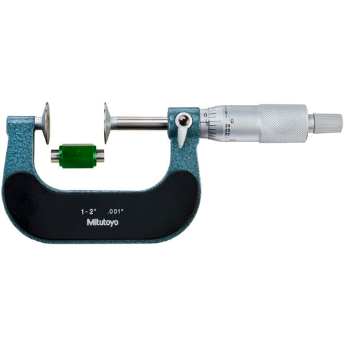 Mitutoyo MT80123-126 1"-2" Measuring Range-0.001" Graduation - Ratchet Thimble - High Speed Steel Face - Disc Micrometer