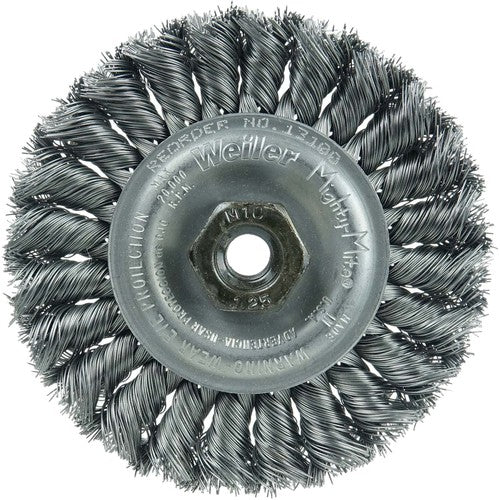 Weiler MK5113100 4" Diameter - M10 x 1.25 Arbor Hole - Knot Twist Steel Wire Straight Wheel