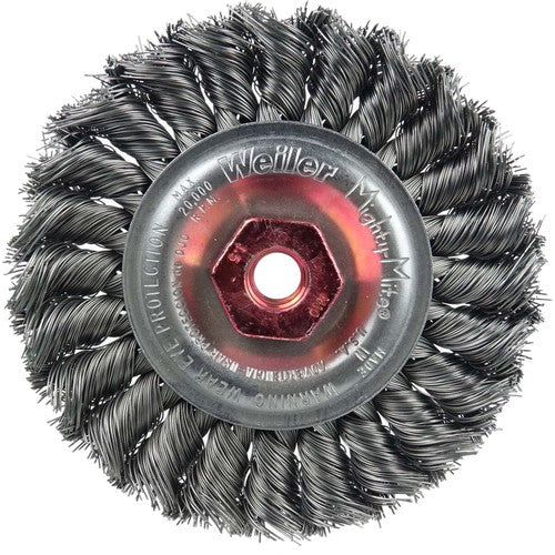 Weiler MK5113115 4" Diameter - M10 x 1.50 Arbor Hole - Knot Twist Steel Wire Straight Wheel