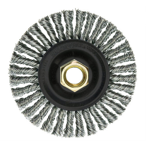 Weiler MK5113138 Mini Roughneck 4" Stringer Bead Wheel, .020" Stainless Steel Filll, 5/8"-11 UNC Nut