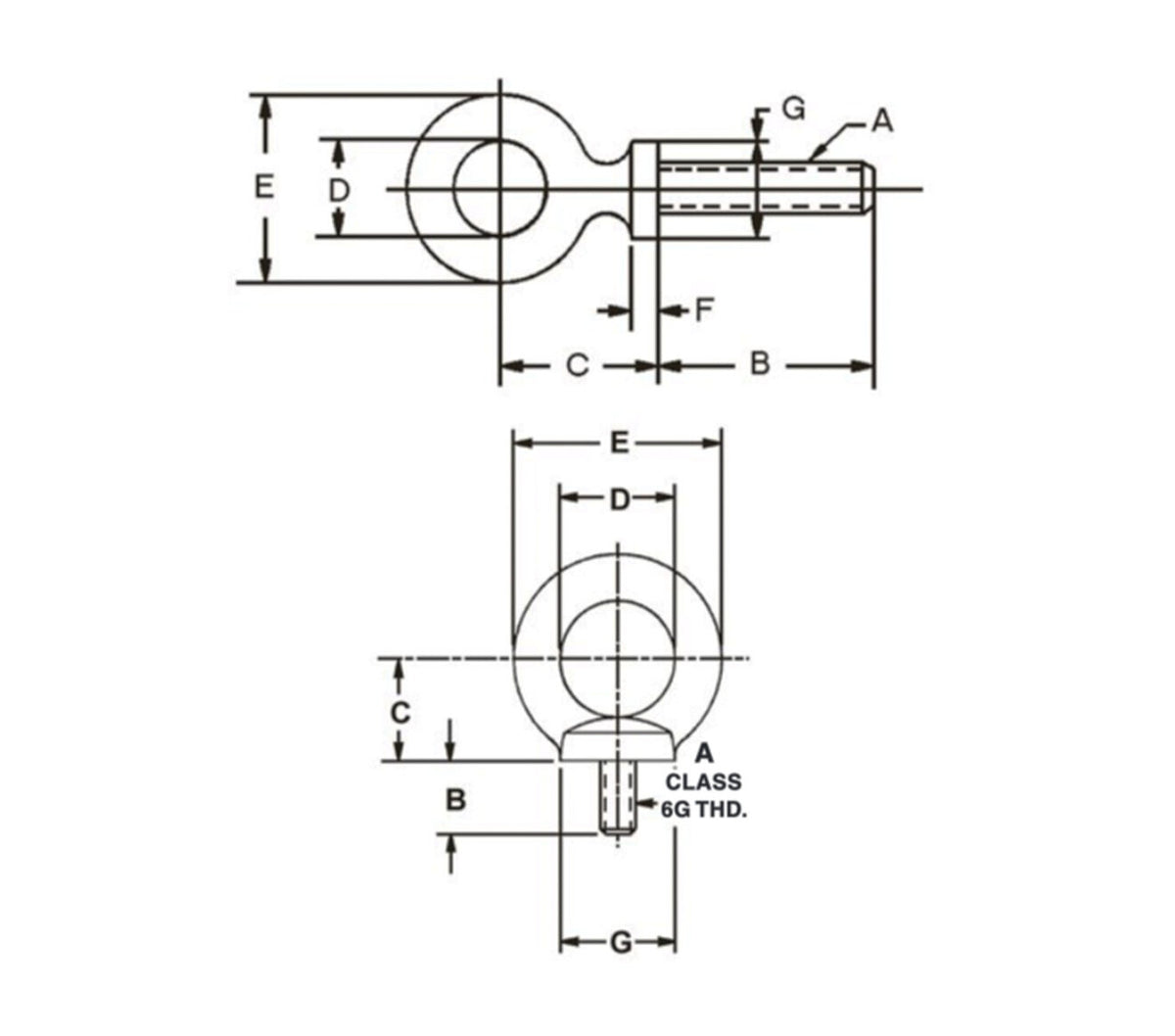 JERGENS EYE BOLT, M16 SHOULDER METRIC - 18565