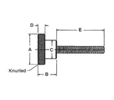 JERGENS KNOB, KNURLED CONTROL, W/ 1/4-20 X 3/4 STUD - 21242