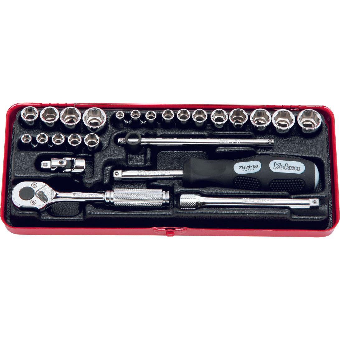 Ko-ken 2201AM 1/4 Sq. Dr. Socket set   6 point   25 pieces