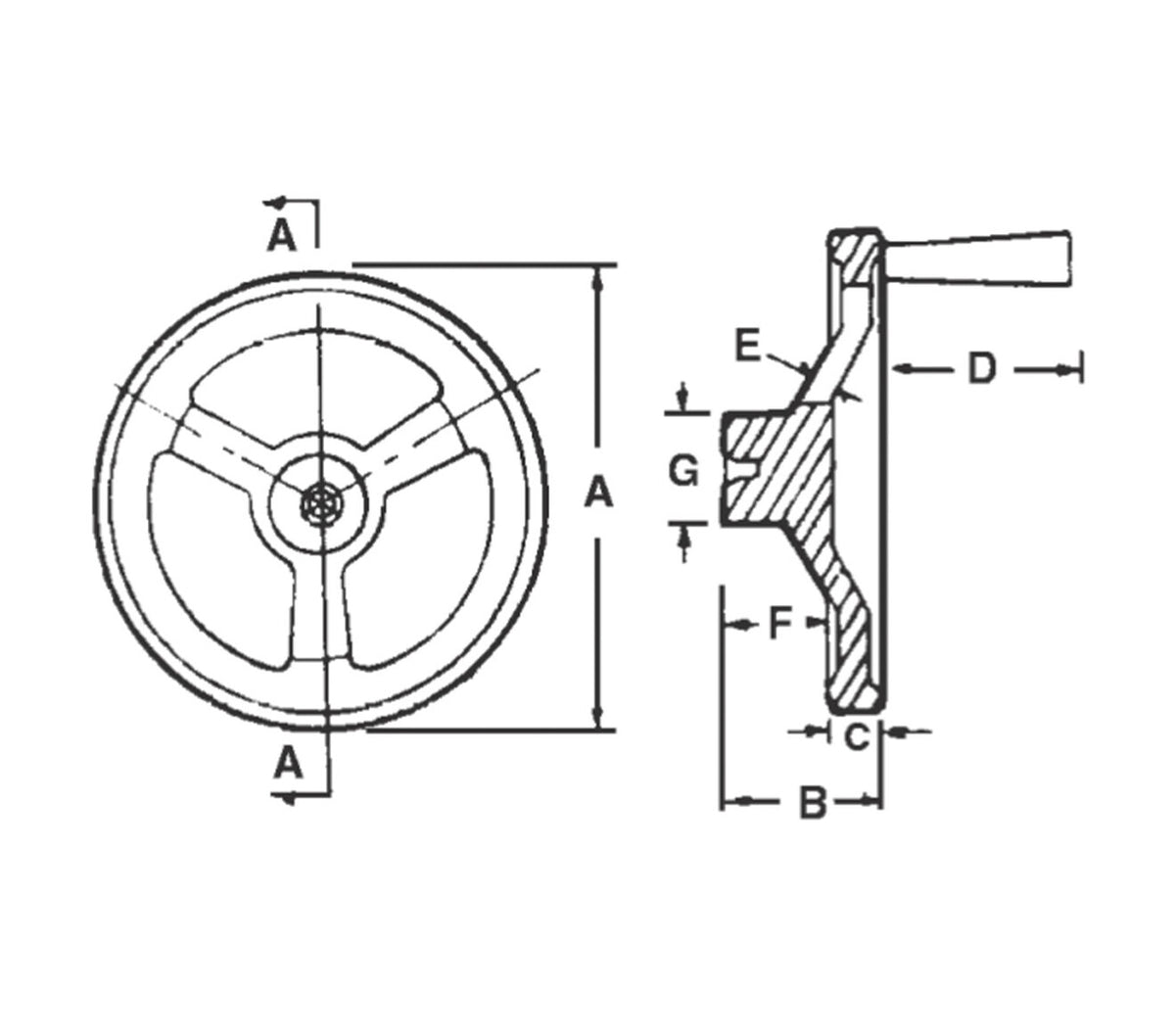 JERGENS HANDWHEEL, 8IN, SPOKED ALUM, W/HANDLE - 22302